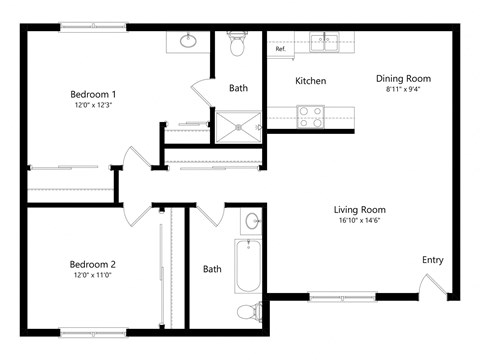 a floor plan of a house with a bedroom and a living room